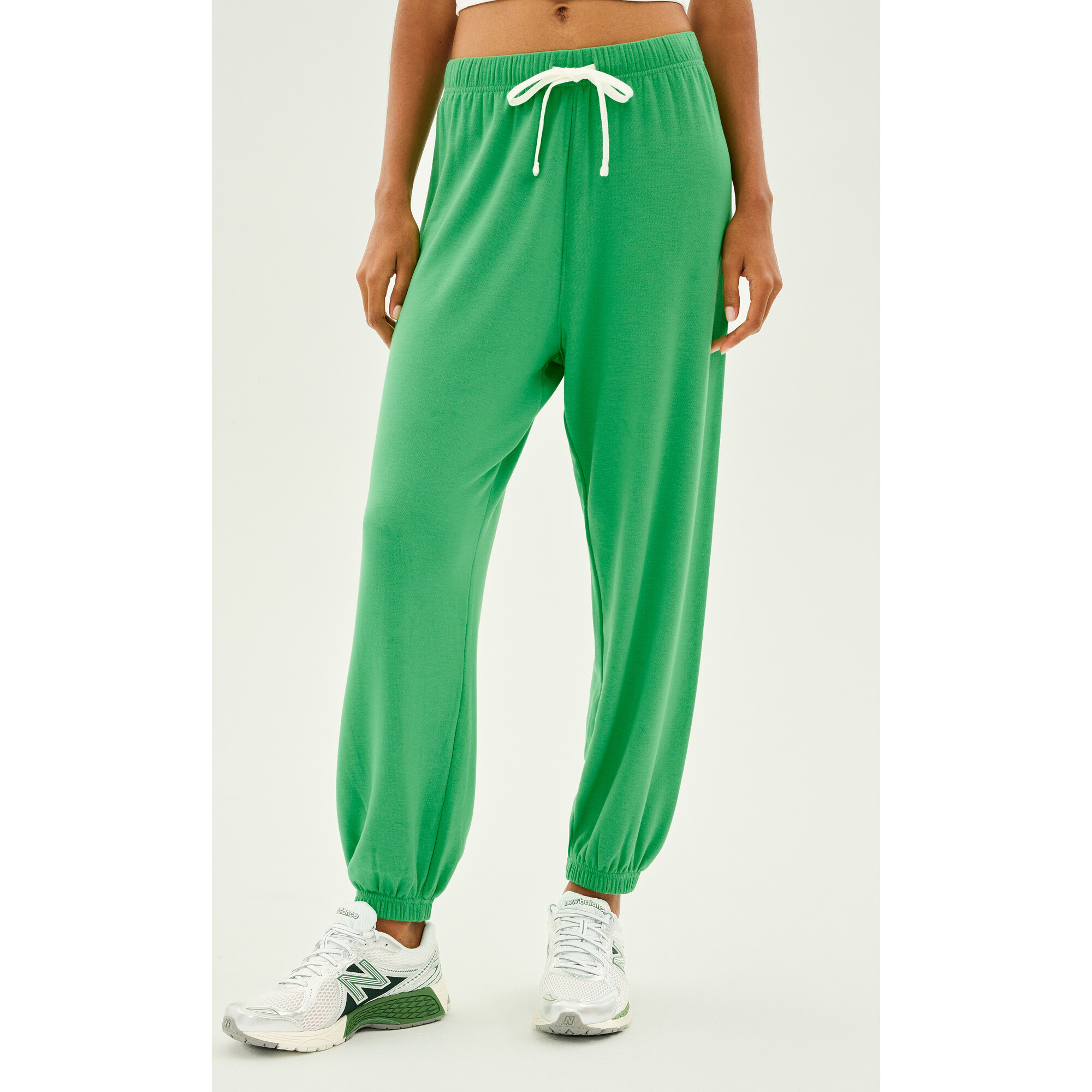 Andie Oversized Fleece Sweatpant, Grass - Sweatpants - 1