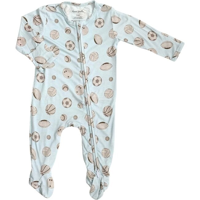 Footie Zippered One Piece in Baby Ballers