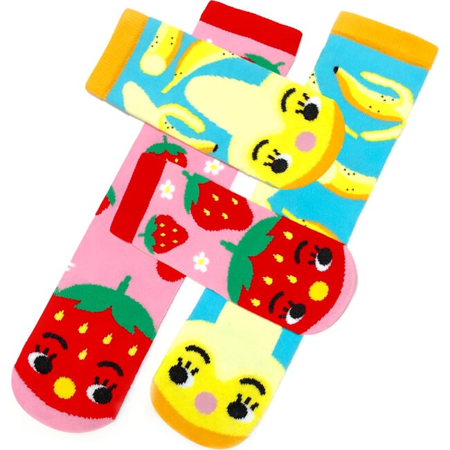 Strawberry & Banana Matchy Mismatchy Socks Set (2 Pairs!)