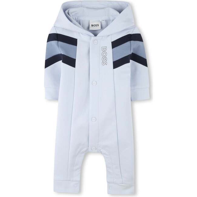 Colorblock Hooded Romper, Blue