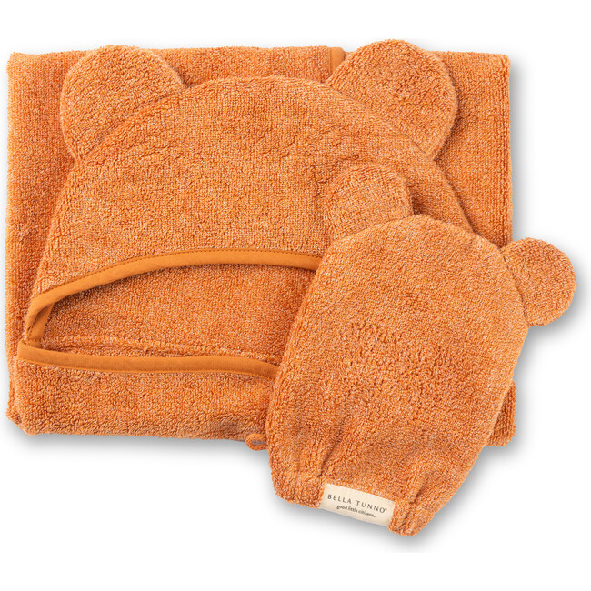 Hooded Towel + Wash Mitt Set Pumpkin - Towels - 3