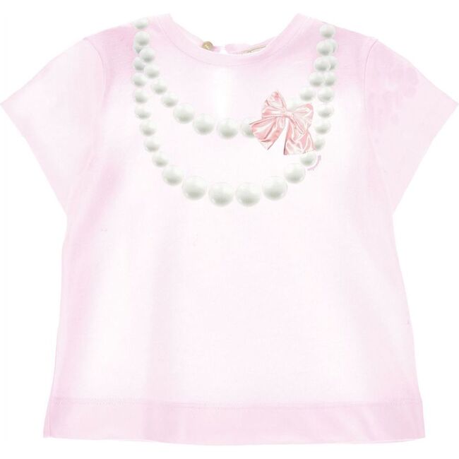 Pearl Necklace Print T-Shirt, Pink