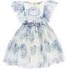 Floral Ruffle Tulle Dress, Blue - Dresses - 1 - thumbnail