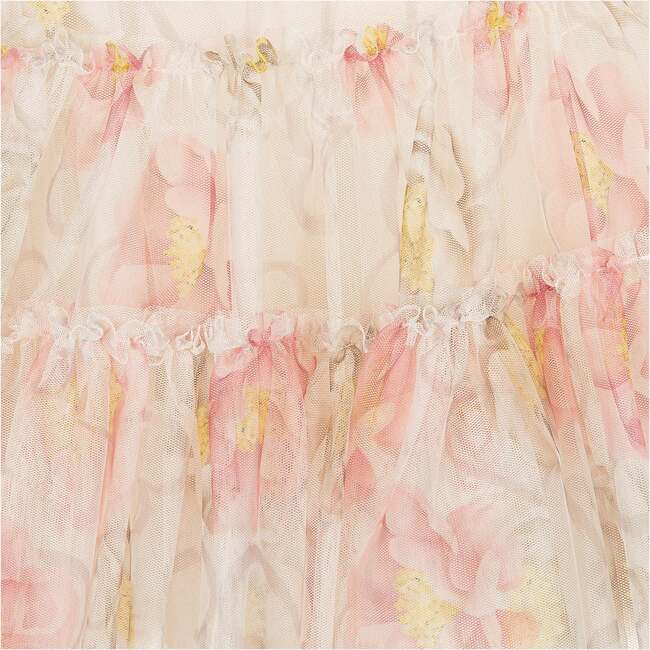 Floral Tulle Teacup Dress, Beige - Dresses - 2