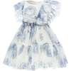 Floral Ruffle Tulle Dress, Blue - Dresses - 4 - thumbnail