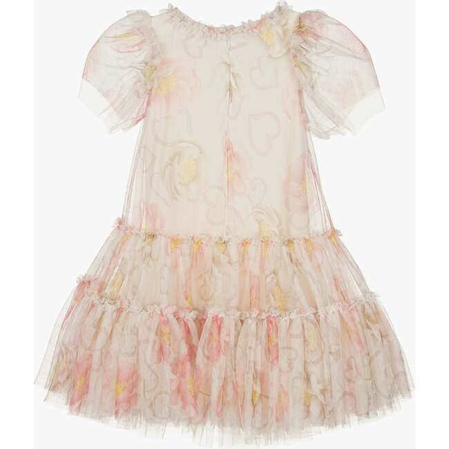 Floral Tulle Teacup Dress, Beige - Dresses - 3