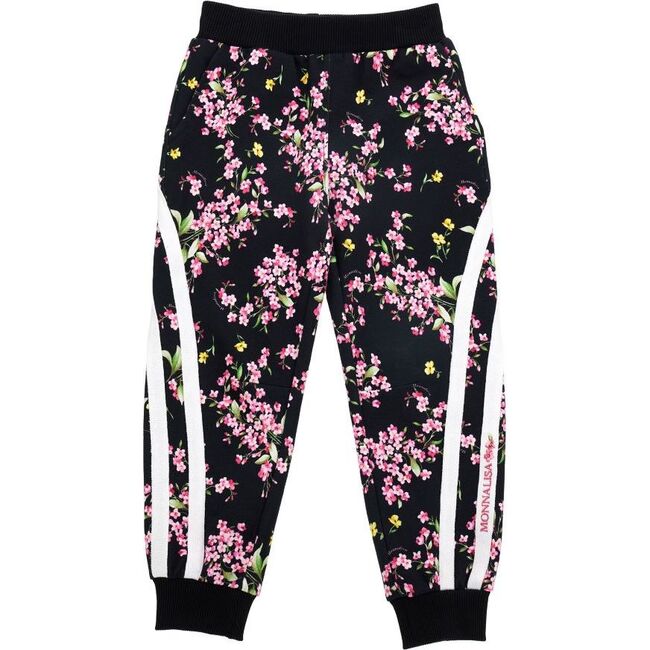 Floral Print Sweatpants, Black