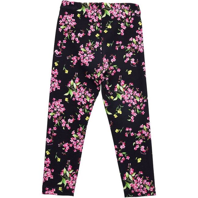 Floral Print Leggings, Black