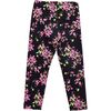 Floral Print Leggings, Black - Leggings - 1 - thumbnail