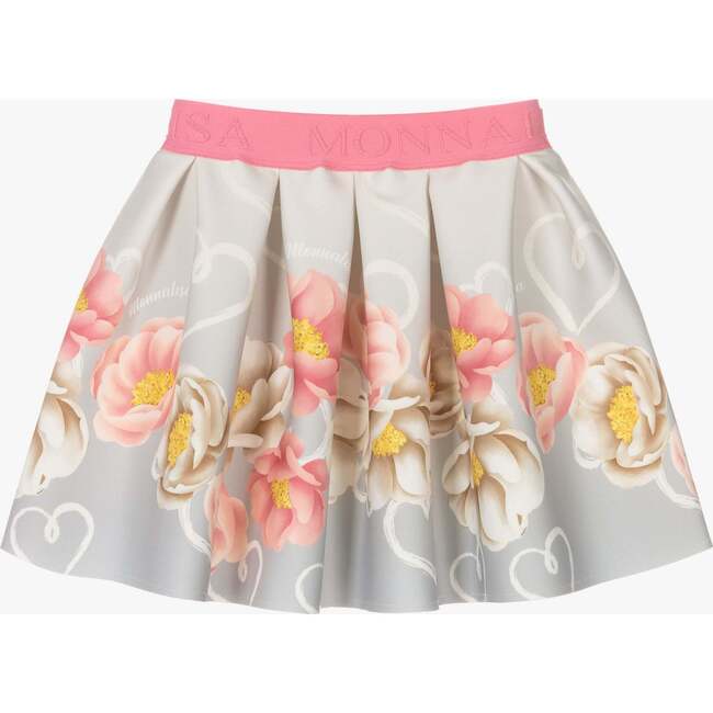 Floral Neoprene Skirt, Gray