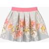 Floral Neoprene Skirt, Gray - Skirts - 1 - thumbnail