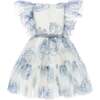 Floral Ruffle Tulle Dress, Blue - Dresses - 6 - thumbnail
