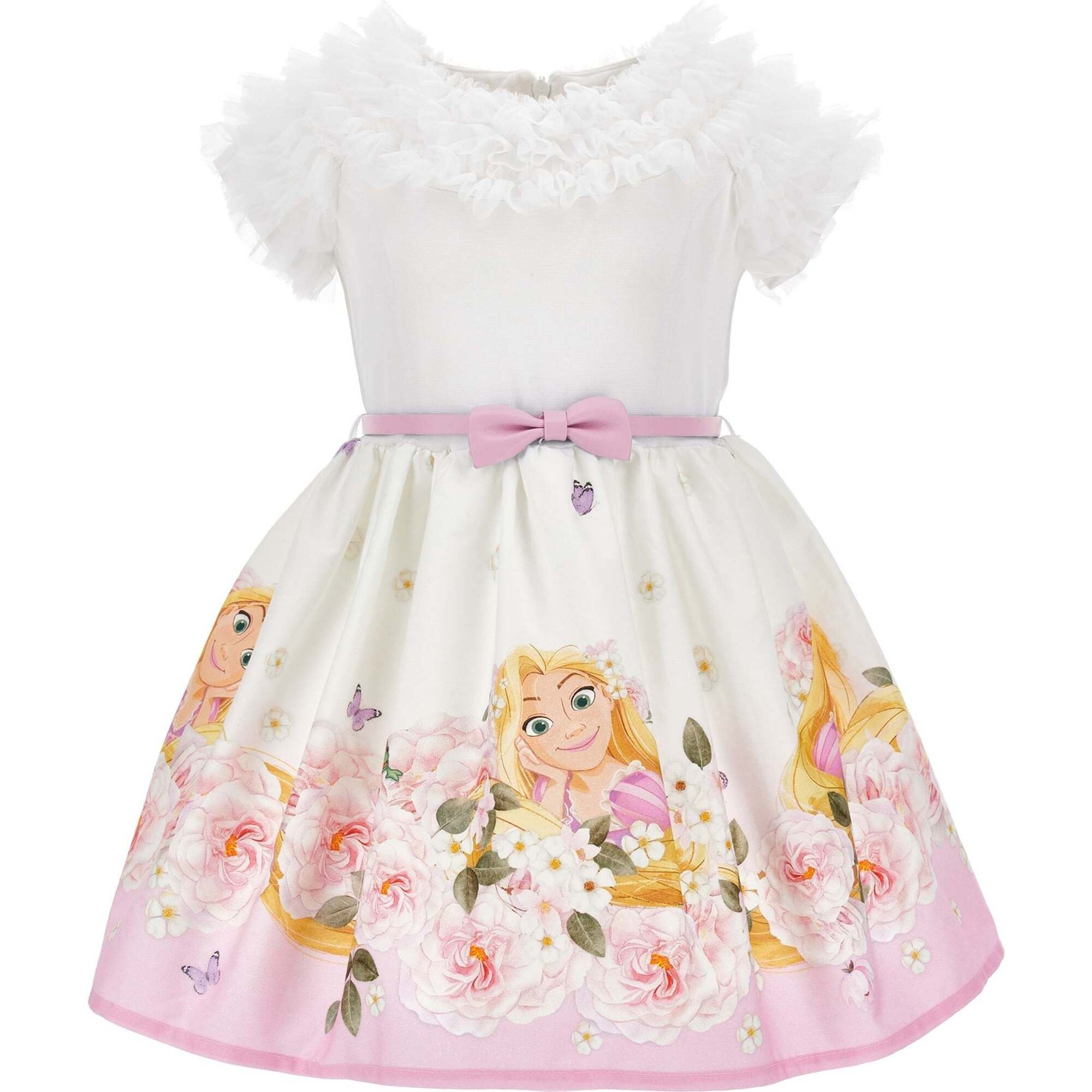 Floral Repunzel Dress, White - Dresses - 1