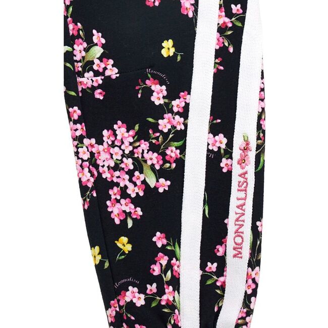 Floral Print Sweatpants, Black - Sweatpants - 3