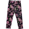 Floral Print Leggings, Black - Leggings - 3