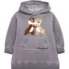 Chipmunks Hoodie Dress, Gray - Dresses - 1 - thumbnail