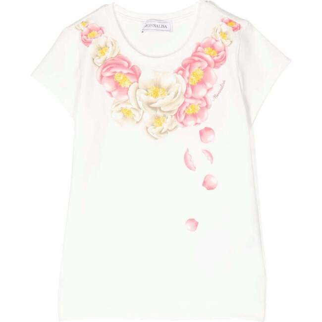 Floral Cotton T-Shirt, Ivory