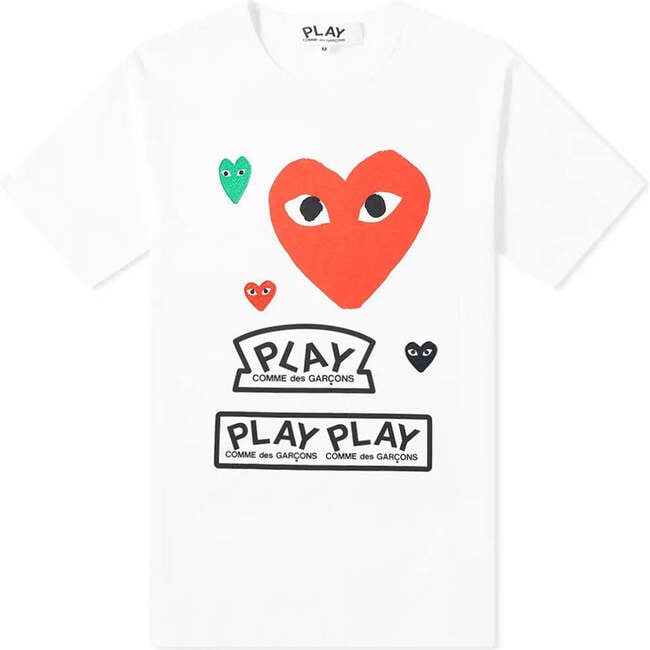 Colorful Play Hearts T-Shirt, White