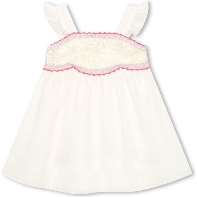 Sleeveless Embroidered Dress, Ivory