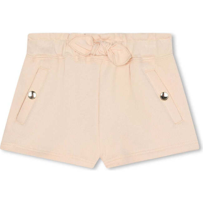 Logo Print Cotton Shorts, Pink