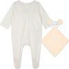 Embroidered Babygrow & Bib, Ivory - Dresses - 1 - thumbnail