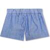 Star Embroidered Chambray Shorts, Blue - Shorts - 2