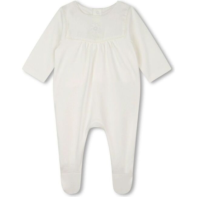 Embroidered Babygrow & Bib, Ivory - Dresses - 3