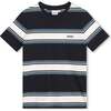 Striped Logo Cotton T-Shirt, Blue - T-Shirts - 1 - thumbnail