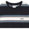 Striped Logo Cotton T-Shirt, Blue - T-Shirts - 2