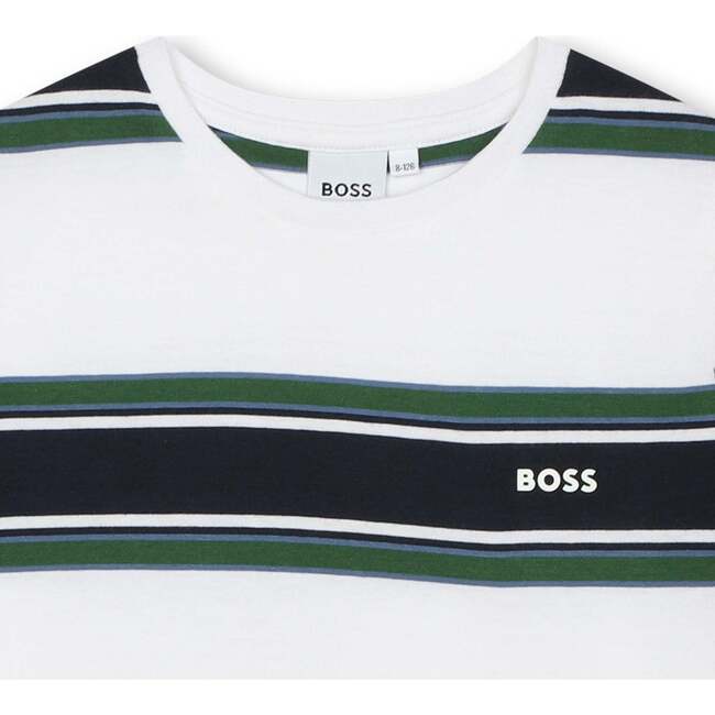 Striped Logo T-Shirt, White - T-Shirts - 4