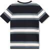 Striped Logo Cotton T-Shirt, Blue - T-Shirts - 3