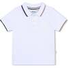 Striped Collar Logo Polo, White - Polo Shirts - 1 - thumbnail