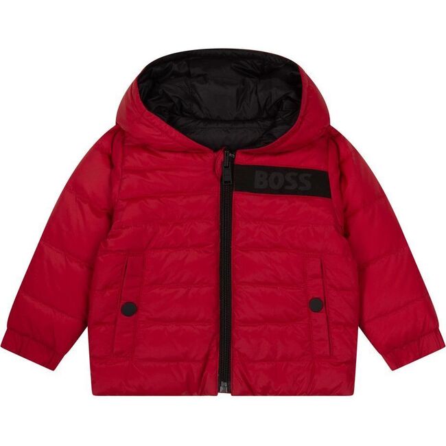 Reversible Hooded Puffer Jacket, Red