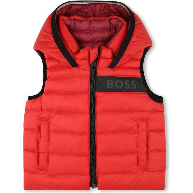 Reversible Logo Puffer Vest, Red