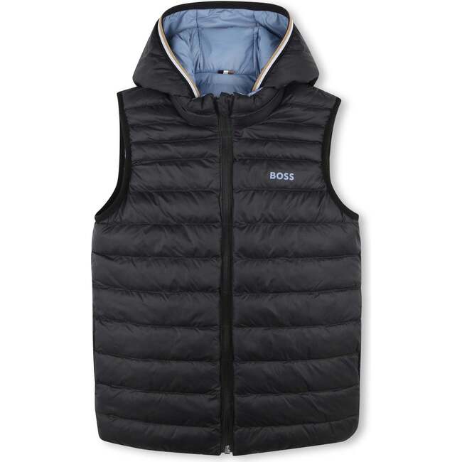 Reversible Logo Puffer Vest, Blue - Puffers & Down Jackets - 2