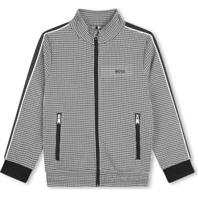 Plaid Houndstooth Zip Up, Gray