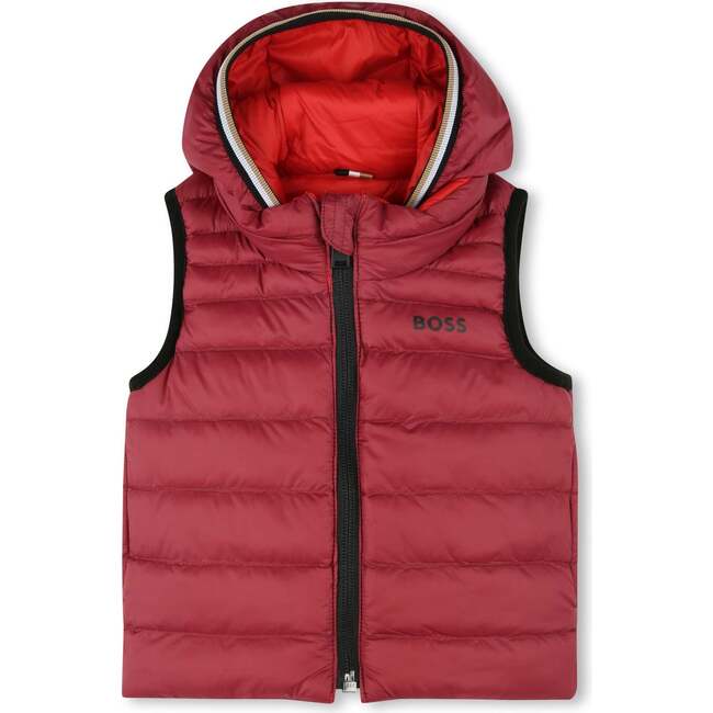 Reversible Logo Puffer Vest, Red - Puffers & Down Jackets - 2