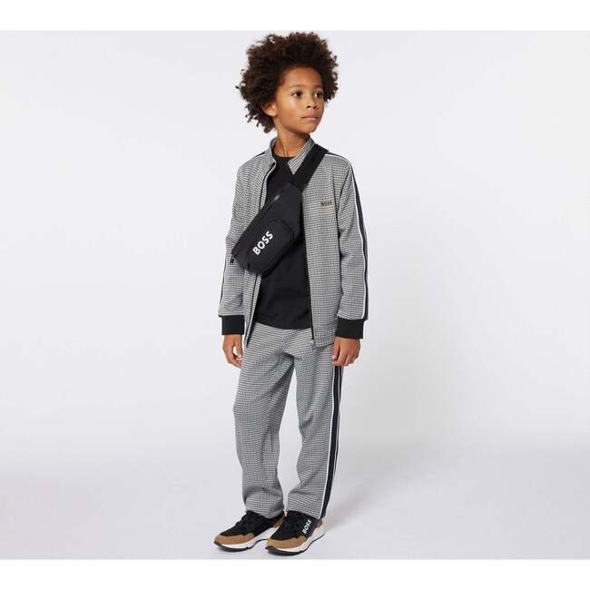Plaid Houndstooth Zip Up, Gray - Jackets - 2