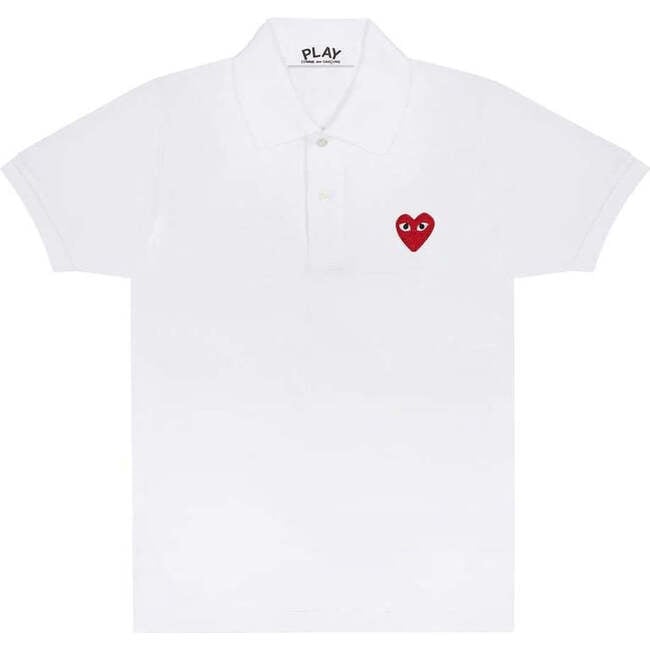 Embroidered Heart Polo, White