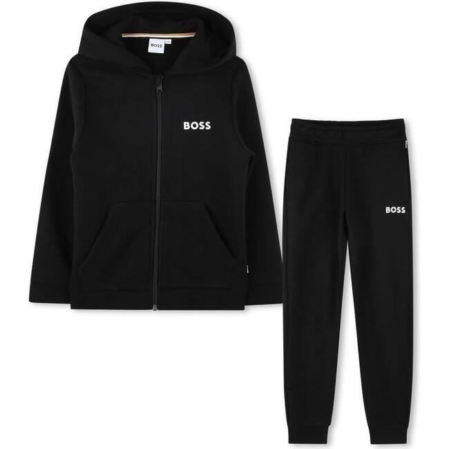 Logo Hooded Tracksuit, Black