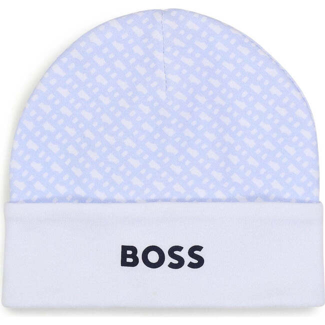 Logo Print Hat & Booties Set, Blue - Mixed Apparel Set - 2