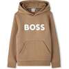 Logo Hooded Sweatshirt, Beige - Sweatshirts - 1 - thumbnail