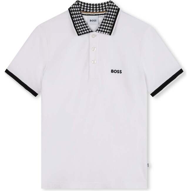 Logo Monogram Collar Polo, White