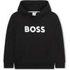 Hooded Logo Sweatshirt, Black - Sweatshirts - 1 - thumbnail