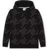 Houndstooth Print Sweatshirt, Black - Sweatshirts - 1 - thumbnail