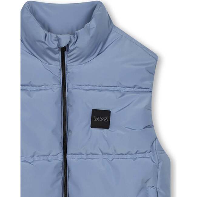 Logo Puffer Vest, Blue - Puffers & Down Jackets - 4