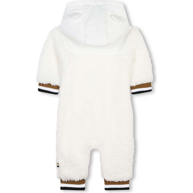 Hooded Logo Romper, White - Rompers - 3