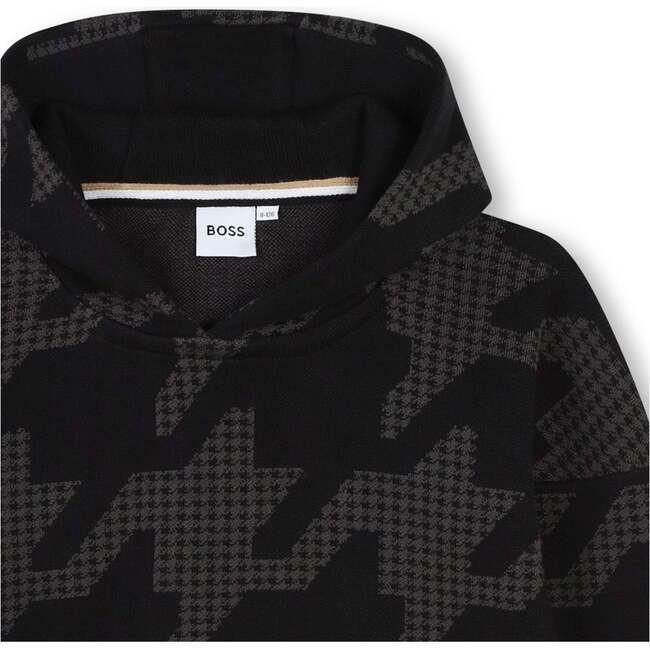 Houndstooth Print Sweatshirt, Black - Sweatshirts - 2