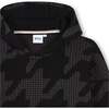 Houndstooth Print Sweatshirt, Black - Sweatshirts - 2