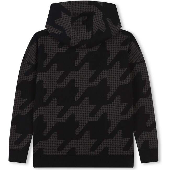 Houndstooth Print Sweatshirt, Black - Sweatshirts - 3
